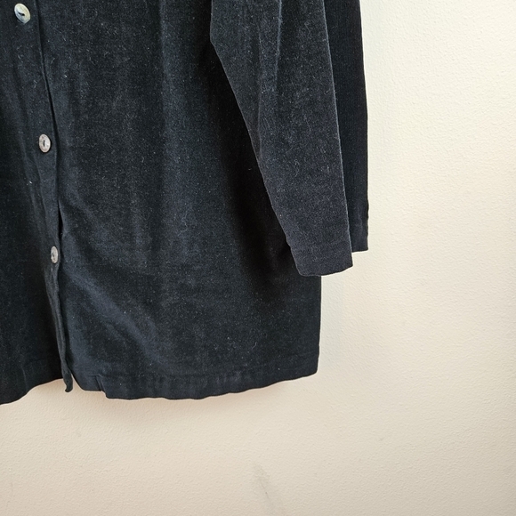 Byrn Walker L black Corduroy long Sleeved Tunic Button-Front Shirt Top Lagenlook - Picture 3 of 7